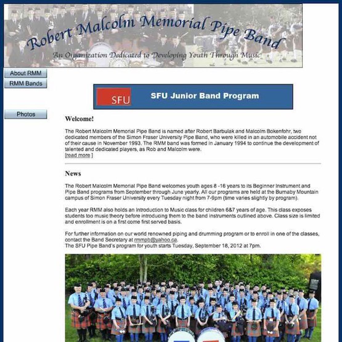 robert malcolm memorial pipe band organization