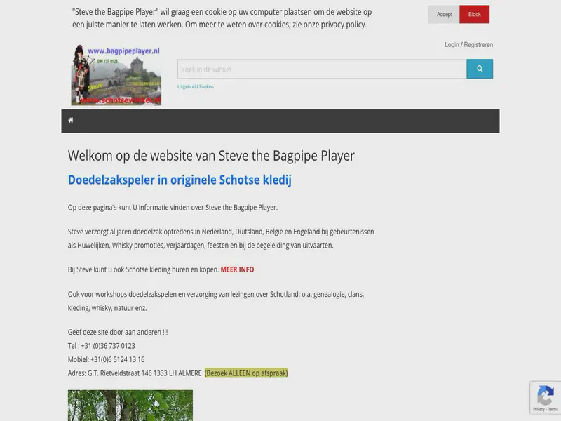 Website preview for bagpipeplayer.nl