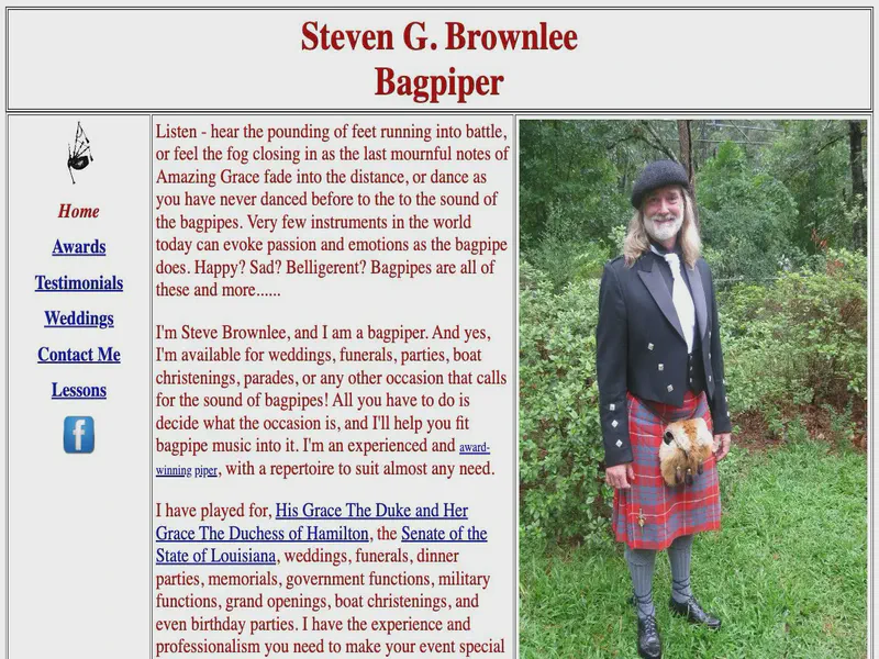 Website preview for www.brownleebagpipes.com