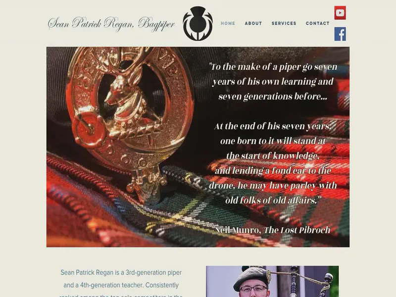 Website preview for www.sprbagpiper.com